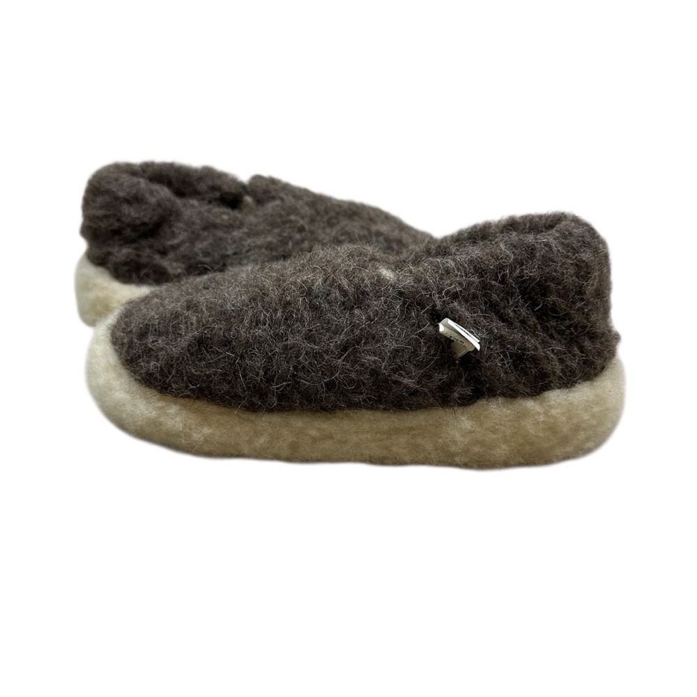Coldbreaker 100% Wool Brown Cream Siberian Slippers Room Shoes Women's 5-5.5